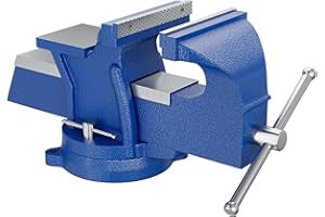 WilTec Étau d’atelier Heavy Duty 125 mm Mâchoire de serrage & Enclume pour Contrainte importante Établi, Argent, Gris, Bleu