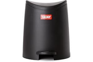 Tatay Papelera Baño con Pedal Estándar 3L | Diseño Práctico y Funcional | Plástico de Gran Resistencia | Compacta y Fácil de Usar | Fabricada en España | 19 x 21,8 x 22,1 cm – Negro