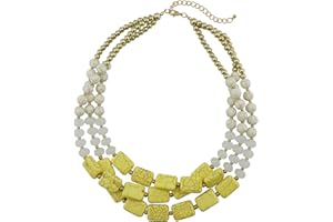 Bocar Personalized Big Statement Turquoise Chunky Necklace for Women Gifts (NK-10268-beige+Yellow)