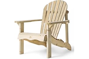 AMATA UNGURS Collection Chaise simple Adirondack en bois résistant aux intempéries pour patio, jardin et brasero – Ergonomique et durable – Design intemporel (bois)