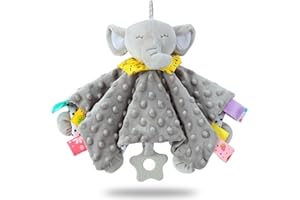 EAQ Baby Comforter Blanket, Soft Comforter for Newborn With Bell Taggies Teether,Baby Boy & Girl Gift, Baby Essentials for Newborn