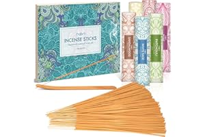 SCENTORINI -Incenso Assortimento di Molte Fragranze, Incenso alla Salvia Bianca, Incenso alla rRosa, Incenso al Sandalo, Incenso alla Cannella, Incenso al Patchouli con Porta Incenso a Bastoncino