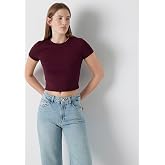 Bisiklet Yaka Yeşil Basic Tiş&ouml;rt Crop/Kısa Kesim 1600814-86961
