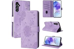Rostsant Handyhülle für Samsung Galaxy A55 Löwenzahn PU Leder Samsung Galaxy A55 Flip Case Brieftasche Tasche Hülle Magnetisch Handyhülle für Samsung Galaxy A55 Violett