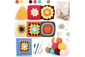 Reessy Crochet Kits for Beginners Adults, Granny Square Crochet Starter Kit with 8 Colors Yarn, Crochet Blocking Mat and Crochet Book, Beginners Crochet Kit for Adults to Learn to Crochet DIY