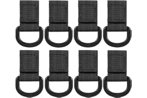 Peminkoo 8 Pezzi tattico Multifunzione in Nylon Molle Cintura con Anello a D moschettone Nastro Magico Portachiavi Appeso Zaino Gancio Fibbia Molle