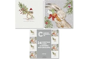 Cancer Research UK Box of 24 Charity Christmas Cards - 2 Designs - Titch and Humphrey Duo