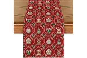 Artoid Mode Kokarda drzewa, renifery, bombki, niedźwiedź, Boże Narodzenie, bieżnik, na zimę, dekoracja stołu, na urlop, imprezę, 40 x 180 cm