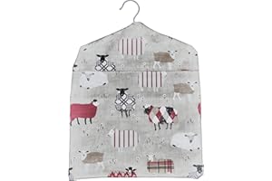 JOLEE TABLECLOTHS Jolee Fabrics Premium Oilcloth Peg Bags with Wooden Hanger - Large Waterproof Peg Bag, Clothes Clip Storage Perfect for Any Washing Line…