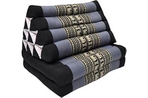 WIFASH Thaikissen Kapok Bodenkissen Dreieckskissen Nackenkissen Liegematte Sitzkissen Lounge ***blau-grau schwarz mit Elefanten***(Kissen 2 Auflagen (81302))