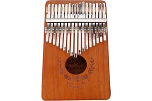 Alnicov Kalimba 17 klawiszy z instrukcją nauki i młotkiem do strojenia, przenośny mahoniowy pianino Mbira, dla dzieci, kobiet i mężczyzn (brązowy)