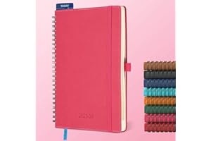 IN-LUXPRO 2025-2026 Academic Diary A5 Week to View (21.9x16.4 cm) Spiral 18 Months (Jul'25 - Dec'26) Weekly & Monthly Planner with Month Tabs & Pocket,Expenses/Note Pages,PU Leather(Rose Red)