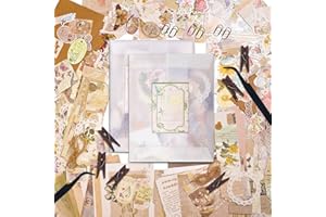 CMBPNNGS 502 Pezzi Scrapbooking Kit Vintage Stickers Bullet Journal Piante Animali Notizie Universo Adesivi con Accessori per Regalo Fai da Te Scrapbook Journaling