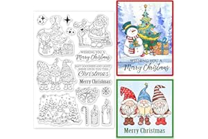 ORIGACH Christmas Winter Gnome Clear Stamp for Card Making Santa Claus Snowman Merry Christmas Words Silicone Stamps for DIY Scrapbooking Journaling Photo Album Decorative