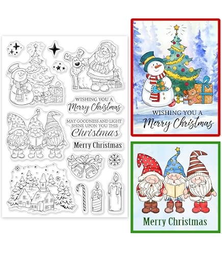Tampons Transparents Noël - Motifs Bonhomme De Neige, Flocons - Pour Cartes Et Déco DIY