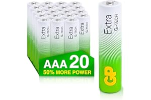 AAA Batteries Pack of 20 1.5V / Micro/Mini/Penlite / LR03 by GP Batteries Extra Alkaline Batteries Suitable for everyday use in a variety of devices - Clocks/Remotes/Mouse/Torch/Etc