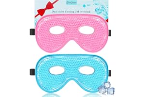 ‎BEEVINES BeeVines Eis-Augenmaske, 2er-Pack JUMBO Kühlende Gel-Masken für geschwollene Augen für Männer & Frauen, kalte & warme Kompresse für Post-Chirurgie, Schwellungen, Allergien (A02 Blau & Rosa)