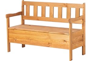 KADAX Banco de jardín de 120 x 47 x 81,5 cm, de tablero de fibra de madera, con espacio y respaldo, resistente a la intemperie, para jardín, balcón (marrón)