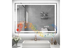 STARLEAD Espejo-Baño-con-Luz 60x80cm, Espejos-de-Baño-con-LED y Bluetooth, Antivaho, Regulable, 3 Colores Luz, Función Memoria, IP44, Vidrio Templado HD, Horizontal/Vertical