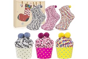 YSense Snug Femme Hiver Chaussette Chaud Cadeaux Cupcake Chaussettes Moelleuses Floues chaussettes pantoufle Doux Chaussette Cupcake Polychrome Chaussettes de Noël