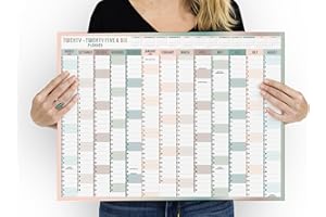 HLDI Agenda da parete 2025 e 2026, formato A2, calendario accademico di metà anno, grafico annuale, grande planner annuale da agosto ad agosto, organizer completo per anno accademico, scuola, ufficio