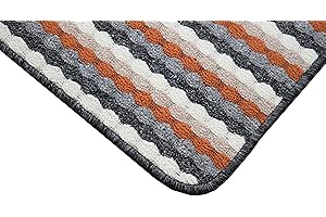 SrS Rugs® Non Slip Kitchen Door Mats & Hallway Runners Washable Rug UK (Grey & Terracotta, 50cm x 80cm)
