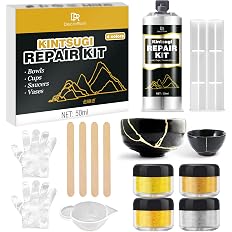 Kintsugi Repair Kit - Food Safe Kintsugi Kit Repairs Broken Ceramics, Glass, Jade, Sculptures, Meaningful Pottery - Gold Kint
