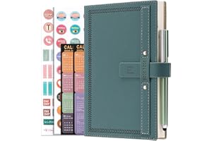 GOLDAYPLN Agenda 2025-2026 A5, página por día, agenda de mediados de año, agenda 2025-2026 de julio de 2025 a junio de 2026, agenda mensual diaria con calendario, bolígrafo, soporte para bolígrafos, pestañas