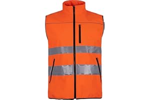 WORKTEAM Work Team Chaleco workshell de Alta Visibilidad, Cintas Reflectantes de Diferentes tamaños. EN ISO 20471:2013 Hombre