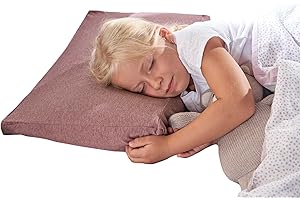 ‎THERALINE Theraline Kinderkopfkissen ab 2 Jahren, ergonomisches Schlafkissen & Nackenstützkissen, Füllung aus Memory Schaum & Perlen, patentiert, Kinderkissen für gesunden Schlaf, atmungsaktiver Kopfkissenbezug