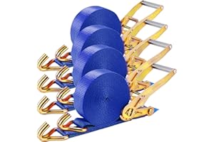 TLGREEN 4 pezzi 5000kg Cinghia a cricchetto 9m, Cinghie di ancoraggio, 50 mm cinghia di tensione,Cinghie di serraggio con cricchetto e gancio,per il fissaggio professionale del carico di camion,Blu