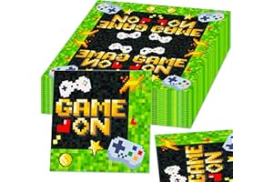 ROARING GOOD TIME 20PCS Pixel Birthday Decoration Pixel Party Napkins Cocktail Napkins for Birthday Game Fans Decors Miner Game Party Supplies