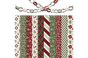 JarThenaAMCS 300Pcs Christmas Paper Chains Double-Sided Red Green Decorative Paper Links for Winter Xmas Party Favors DIY Crafts Supplies