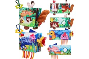 nicknack Baby Books Toys 0-6 Months, 2PCS Baby Activity Books Soft Books Cloth Books Baby Toys Crinkle Books for Newborn Toys 0 3 6 12 Months Boy Girls Babies Gifts