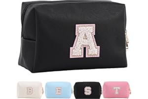 Tolmaiertu Personalized Makeup Bag,Waterproof Travel Makeup Pouch Cosmetic Bag Birthday Gift for Women Mom，Bride Bridesmaid Cosmetic Bag A-Z