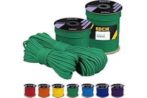 EdcX 4 mm Poliestere Paracord 550 (15, 30 e 50 m) – 4 mm Tipo III, Cavo per Paracadute Resistente allo Strappo per la Sopravvivenza in 100% Poliestere con 7 Fili | Colori a Tinta Unita