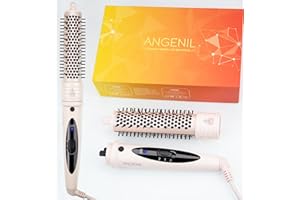 ANGENIL Okrągła różowa gorąca szczotka do włosów 32 mm ciepła szczotka zapewniająca gładszy wygląd