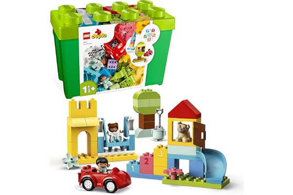 LEGO Duplo La Boîte de Briques Deluxe - Jouet dès 1 an Développant la Motricité Fine - Voiture, Briques avec Chiffres, Figurines d'animaux & Rangement pour Jouets - Cadeau pour Fille ou Garçon 10914