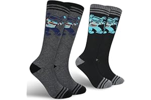 KOOOGEAR Kids Boys Ski Socks,2 Pairs Thermal Ski Socks High Performance Long Knee High Socks for Snowboarding Skiing Hiking Outdoor Activities