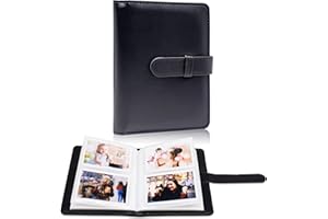 AMIMY 64 Pockets Photo Album Book for 2x3 Inch Film - Mini Small Albums for Fujifilm Instax Mini Instant Camera, for Polaroid Hi-Print Pictures, Kpop Photocard Holder Binder (Black)