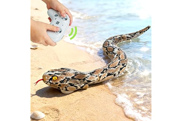 HILKKET Serpent Télécommandé, 64cm Serpent Python Radiocommandé, Jouet Farce RC Serpents Se déplace sur Le Sol et sur l'eau à 5 km/h, Jouets Aquatiques Enfant 3 Ans et + (Y)