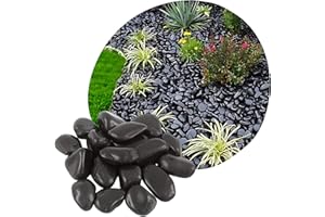 V-PREMIUM SOLUTION - Polierten Schwarzen Kieselsteine 3-5 cm - Dekorativ Stein - Gartendeko - Dekostein - Natürliche Gartendekoration aus Meeresboden - Glatte Oberfläche - Kieselsteine