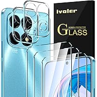 ivoler 3+2 Stück Panzer Schutz Glas für Honor X8a, 3 Stücke Schutzfolie Mit 2 Stück Kameraschutz, 9H Härte, HD Klar, Anti-Kra