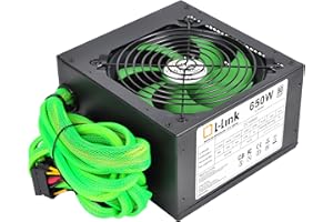 L-LINK Fuente de alimentación para PC | con Tecnología ATX y Potencia de 650W | Certificado RoHS | Ventilador 120mm con Control PMW silencioso | Tecnología de Rail Único y Cables Mallados