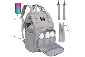 HOMENED Baby Diaper Bag Backpack, Multi-Function Waterproof Maternity Nappy Bags with USB Port for Mom & Dad, Large Capacity (Grey)