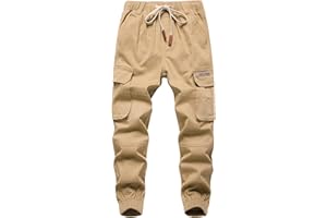 YoungSoul Pantaloni Cargo Jogger Bambino, Pantaloni con Elastico in Vita, Pantaloni con Tasche Laterali Ragazzo