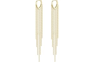 JeweBella Boucles d'Oreilles Longue Gland Pendantes pour Femme Filles Argent/Or Boucle d'Oreille Créole Pendantes avec Chaîne Hypoallergénique Boucles d'Oreilles Fantaisie