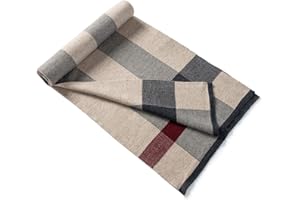 Lindoro Merino Wollschal für Herren, Warme, Leichte Tartan-Plaid-Winter-lange Schals mit Geschenkbox