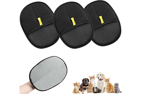 Gant Anti Poil Animaux Vetement, Gant pour Enlever les Poils, Brosse Poils Animaux pour Canapé, Meubles, Tapis, Siège Auto (3 pièces)