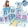 MEISSFUNNY Doll House, Princess Dollhouse Furniture and Accessories Set, 3-Dolls Dream Doll House Playset - Toddler Doll House for Boy Girl Toys Gift Playhouse 3 4 5 6 7 8+ Year Old (9 ROOMS)